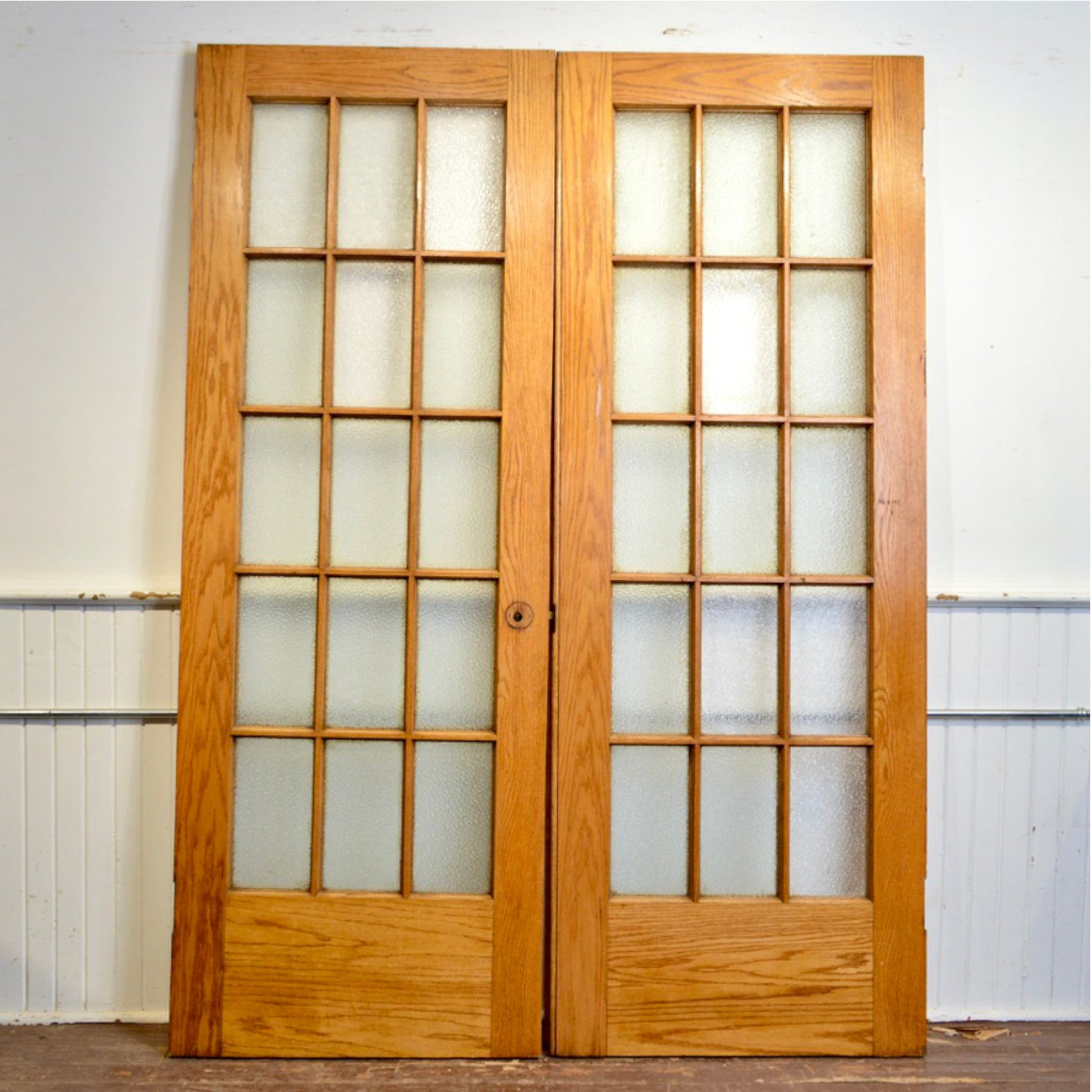 Antique Oak French Doors - Salvage-Garden