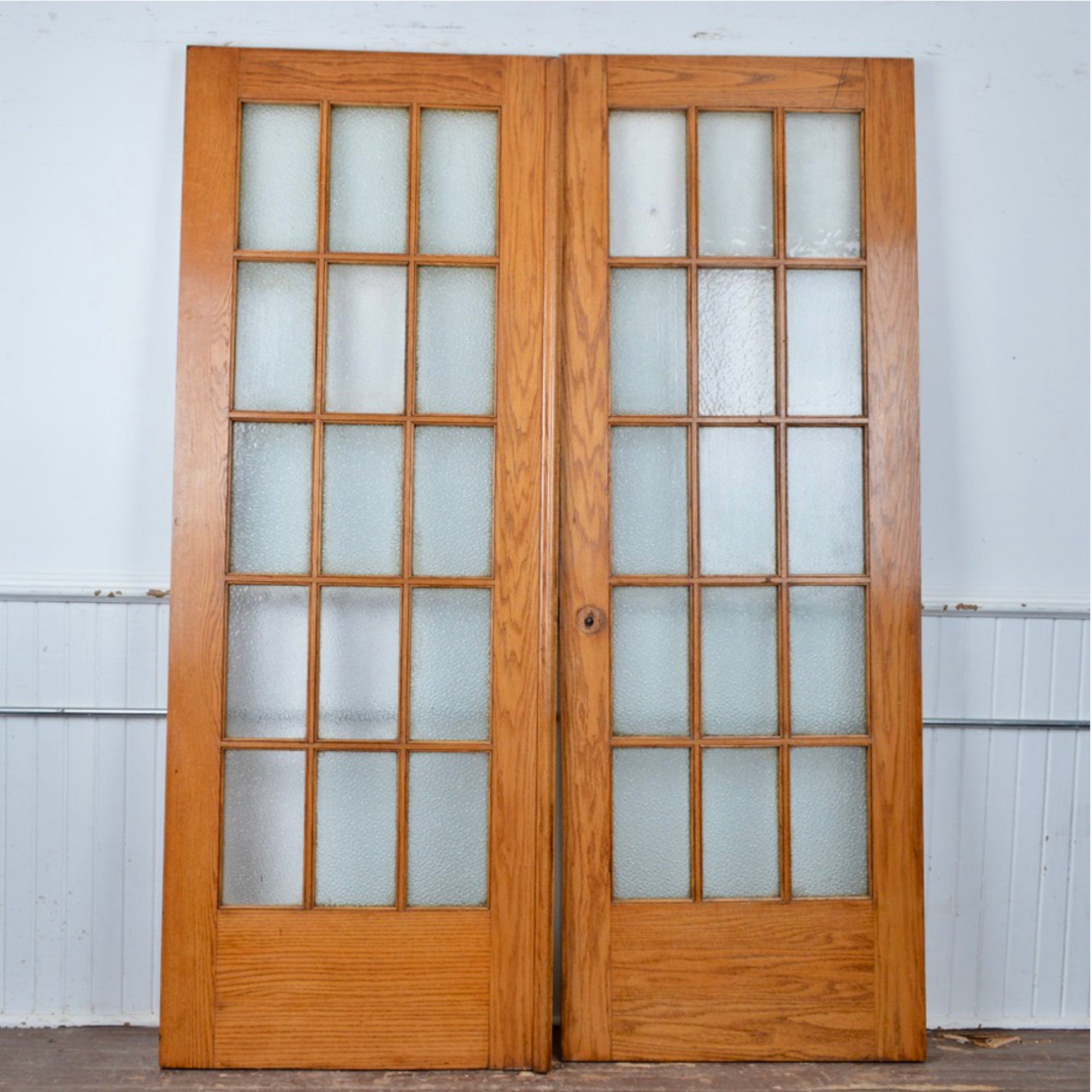 Antique Oak French Doors - Salvage-Garden
