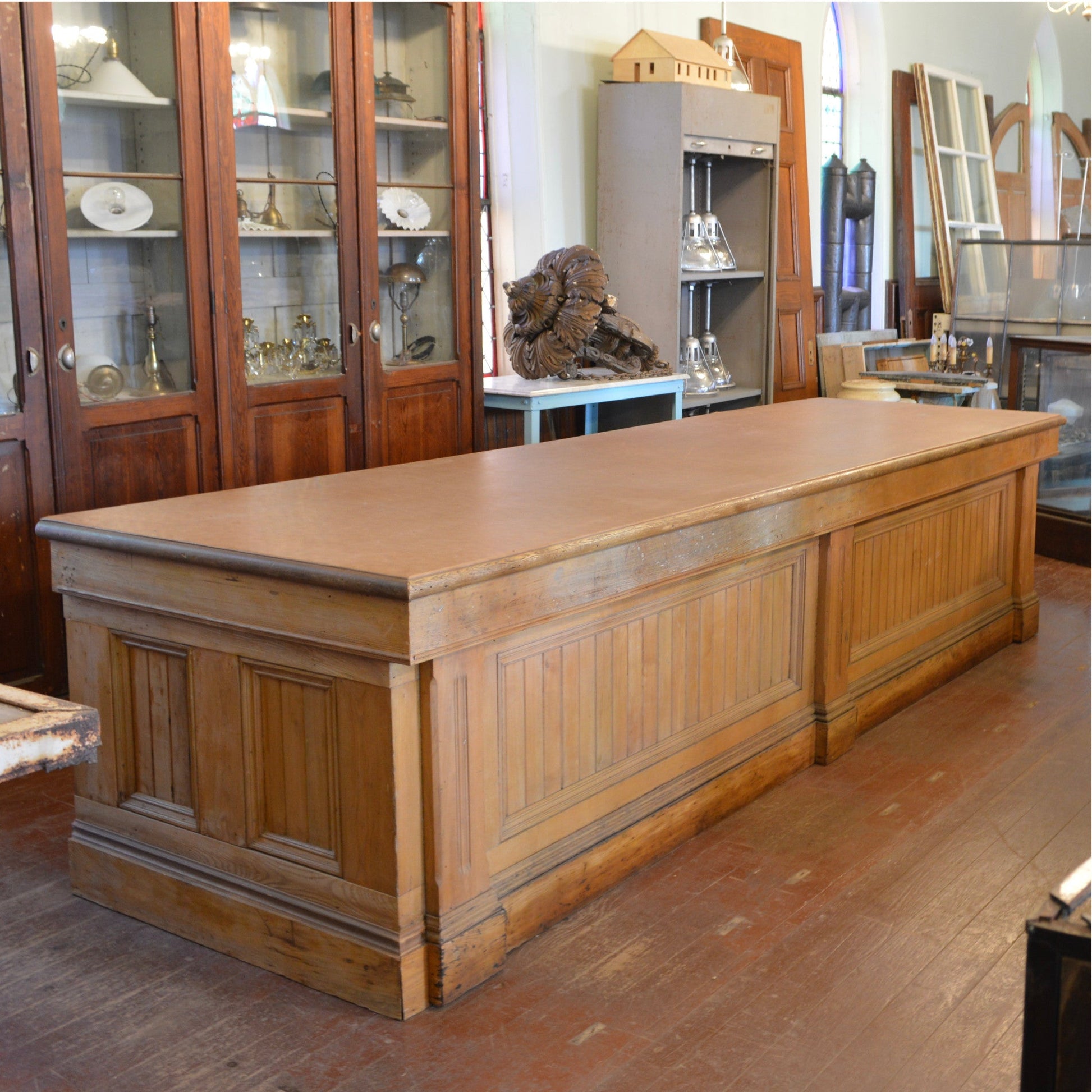 Antique Oak Mercantile Counter - Salvage-Garden