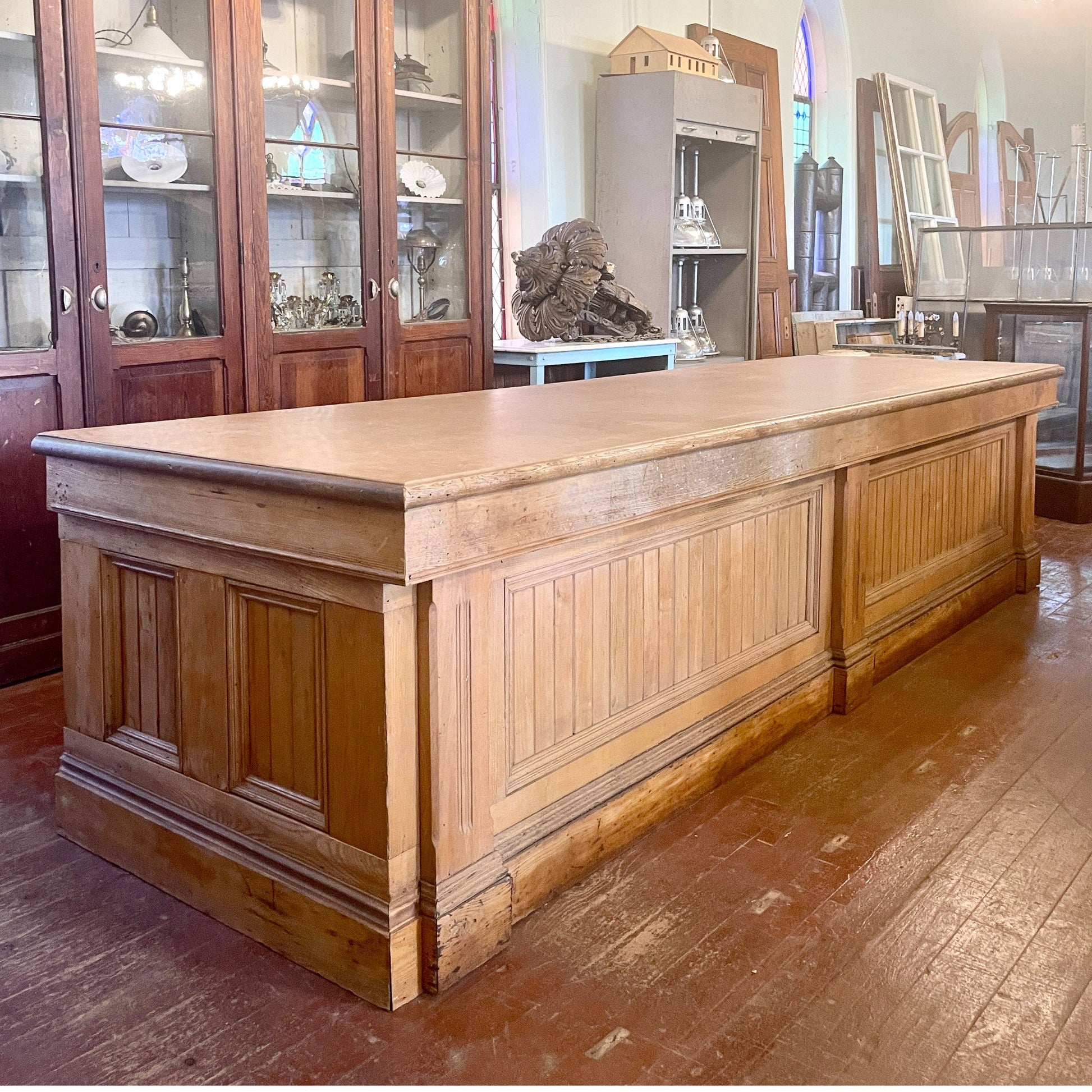 Antique Oak Mercantile Counter - Salvage-Garden