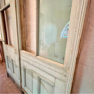 Antique Office Wall With Door And Transom Windows - Salvage-Garden