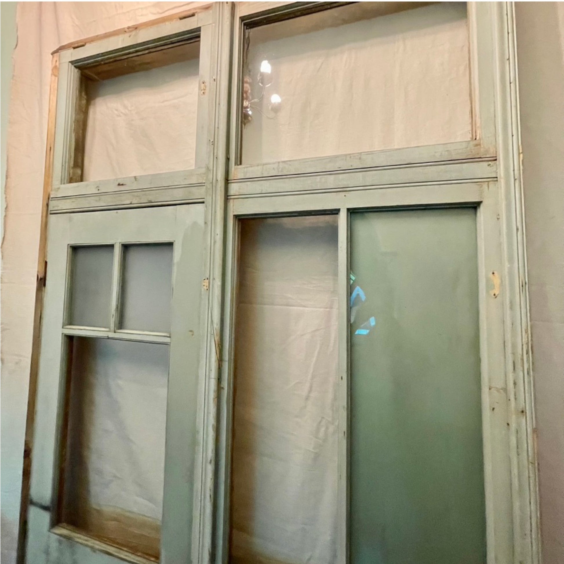 Antique Office Wall With Door And Transom Windows - Salvage-Garden