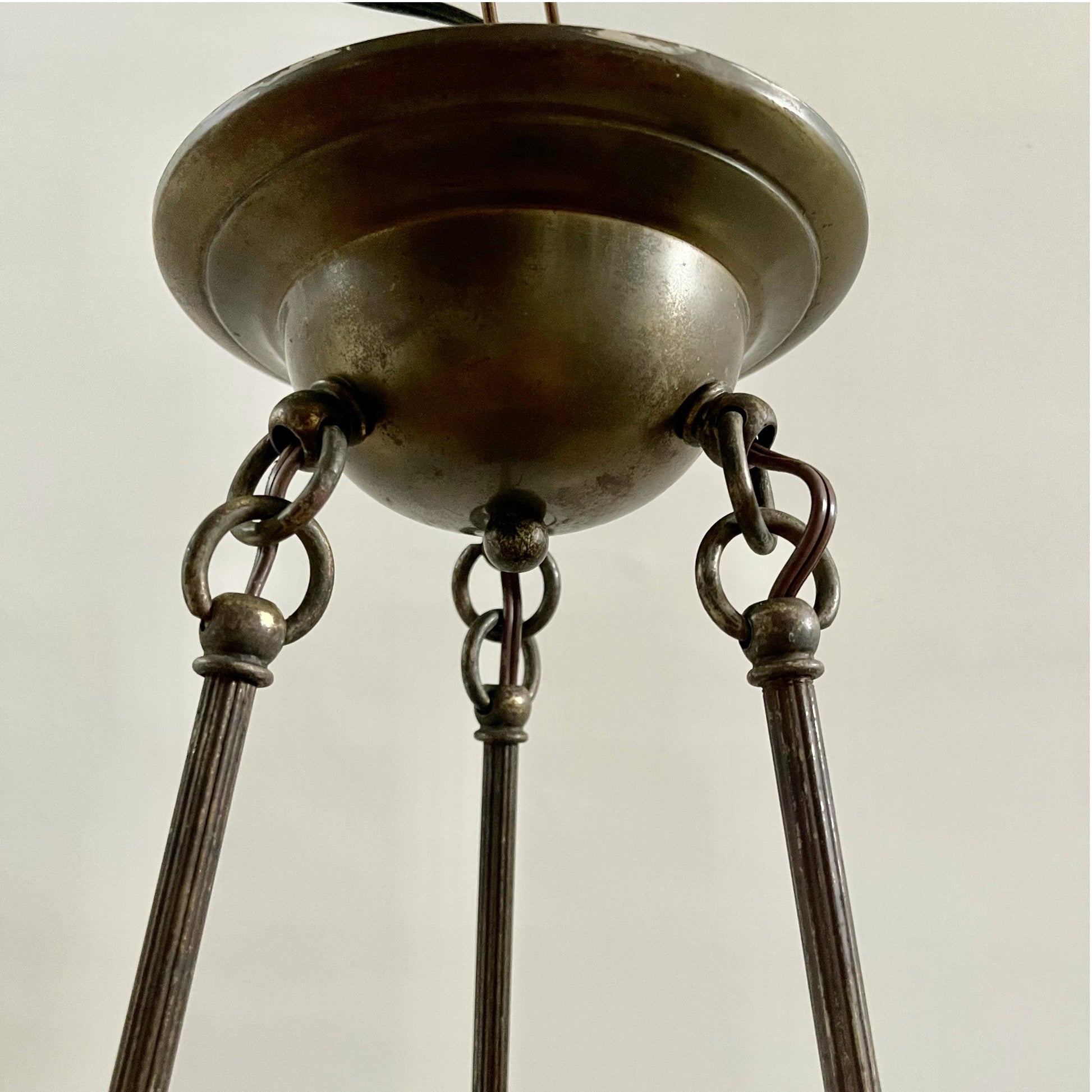 Antique Pan Chandelier With Holophane Shades - Salvage-Garden