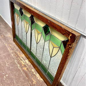 Antique Stained Glass Arts & Crafts Window - Salvage-Garden