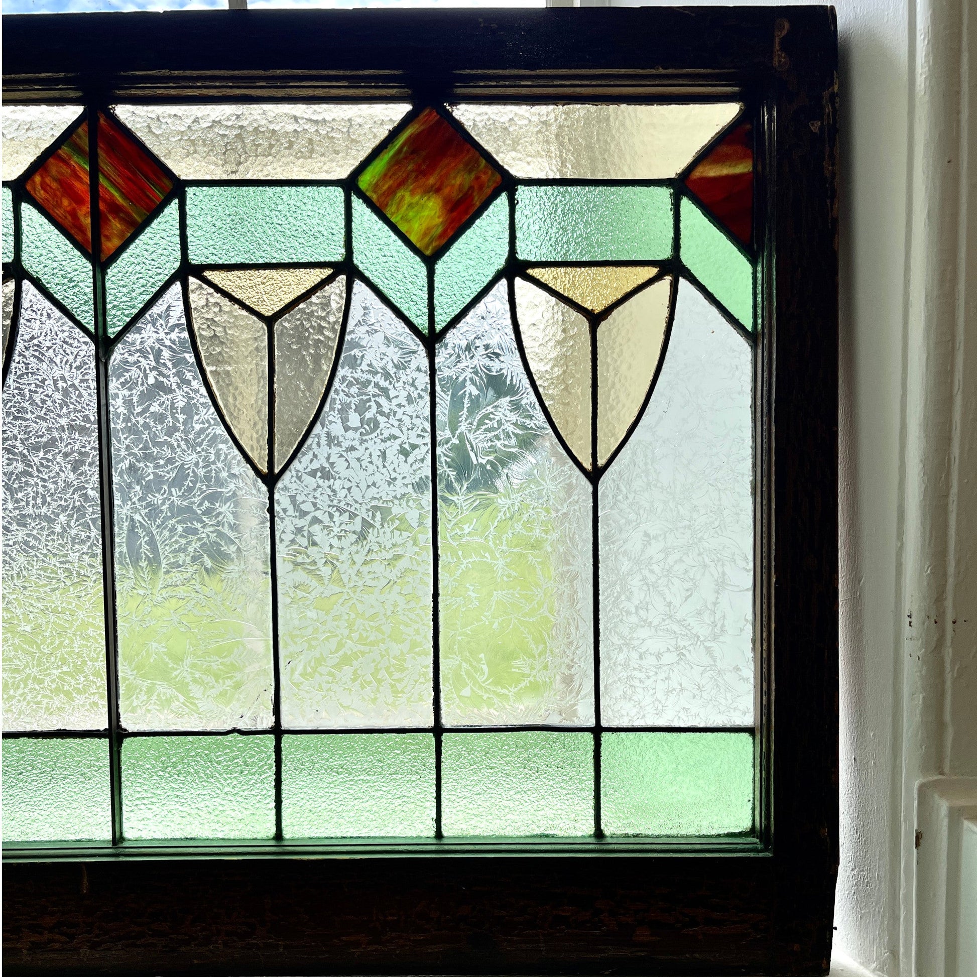 Antique Stained Glass Arts & Crafts Window - Salvage-Garden