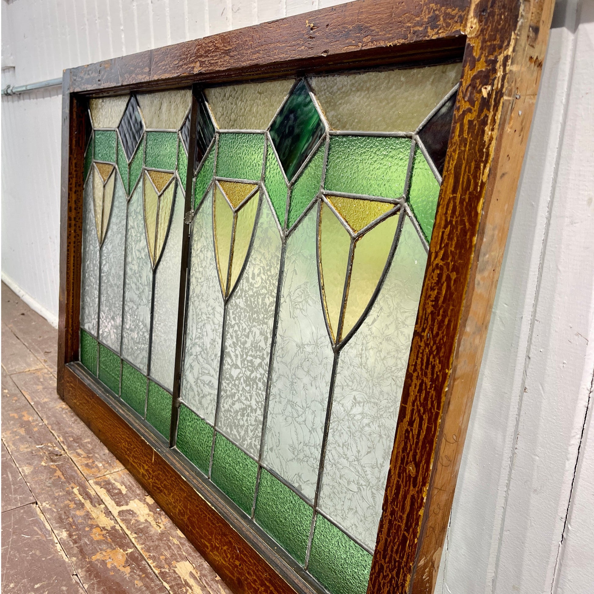 Antique Stained Glass Arts & Crafts Window - Salvage-Garden