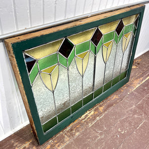 Antique Stained Glass Arts & Crafts Window - Salvage-Garden