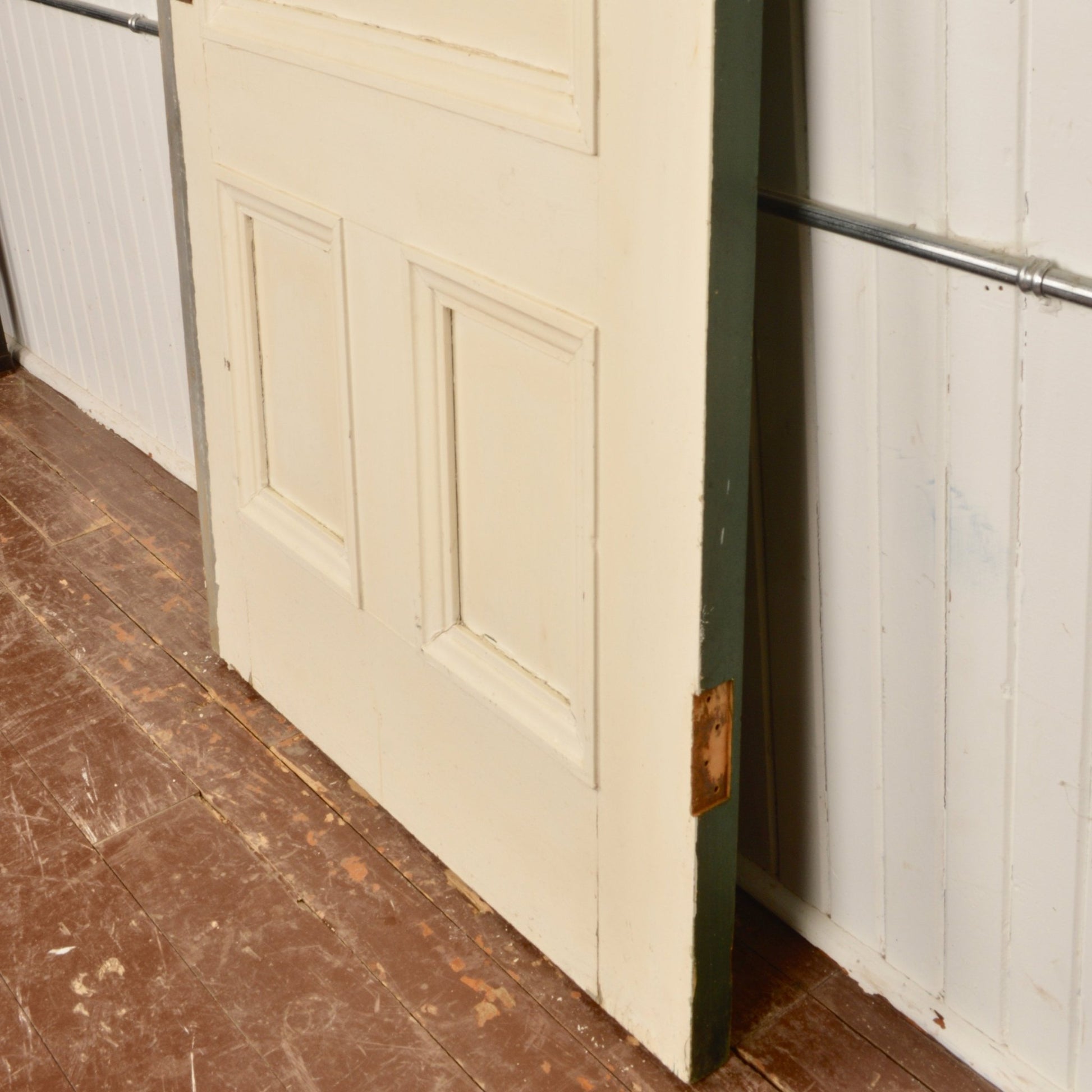 Antique Three Panel Glazed Door In Fraser Green Paint - Salvage-Garden