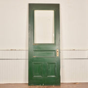 Antique Three Panel Glazed Door In Fraser Green Paint - Salvage-Garden