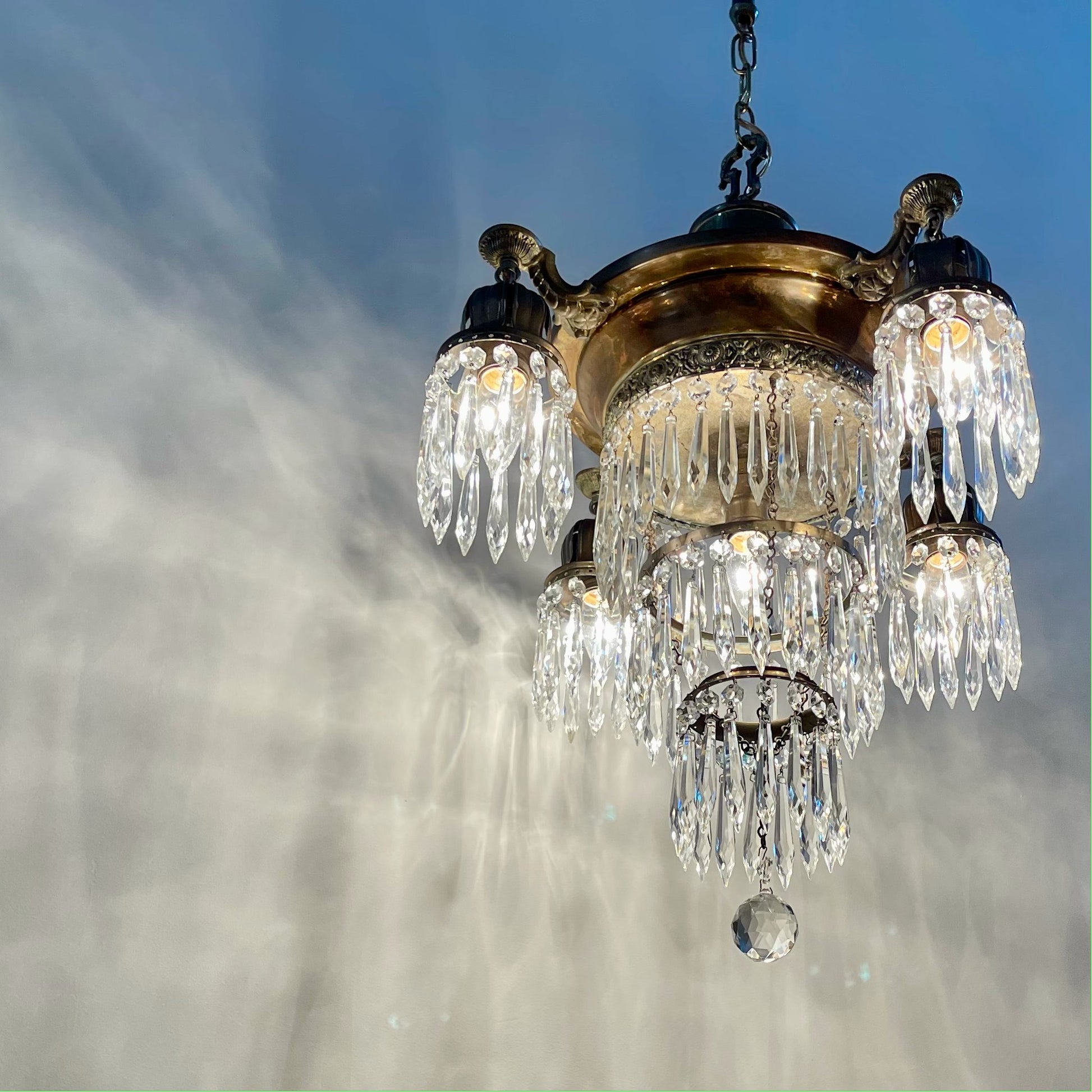 Antique Tiered Crystal Chandelier - Salvage-Garden