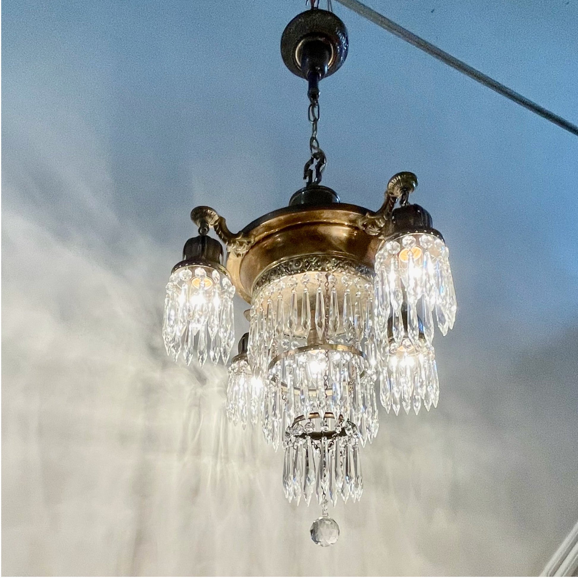 Antique Tiered Crystal Chandelier - Salvage-Garden