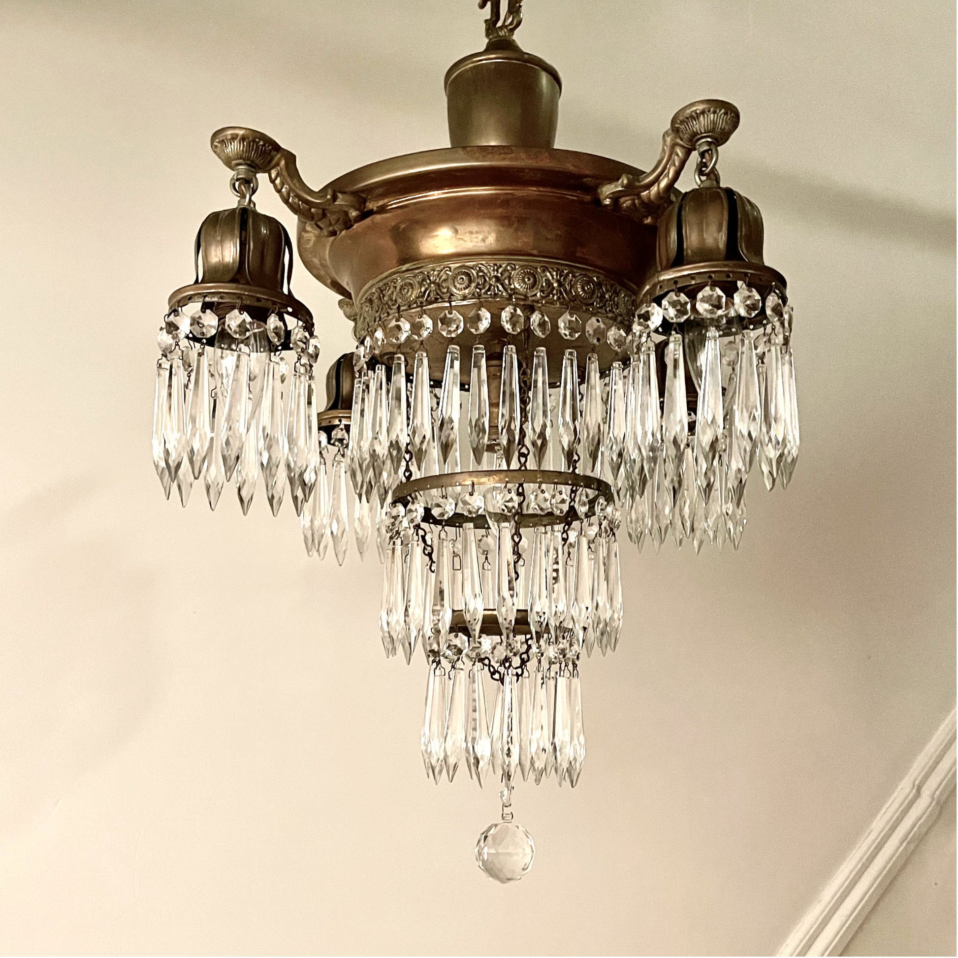 Antique Tiered Crystal Chandelier - Salvage-Garden