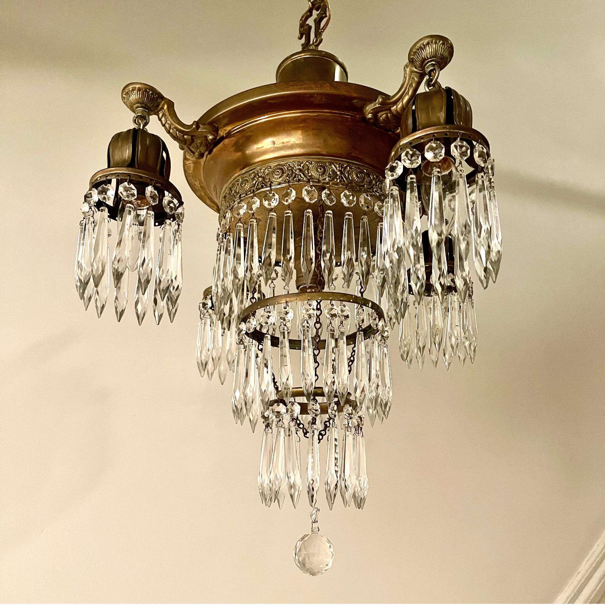 Antique Tiered Crystal Chandelier - Salvage-Garden