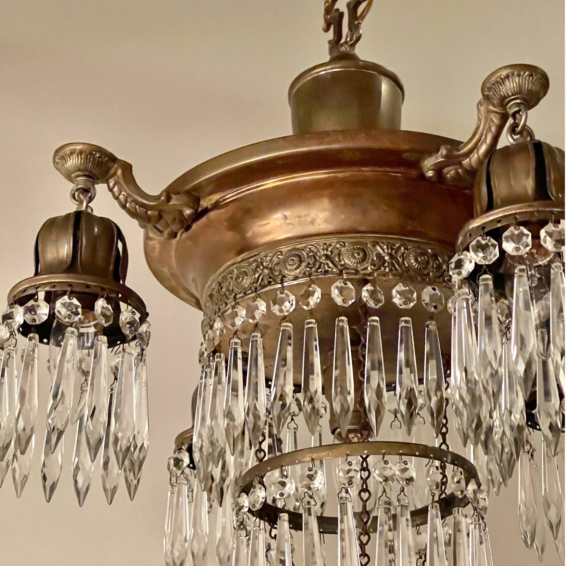 Antique Tiered Crystal Chandelier - Salvage-Garden