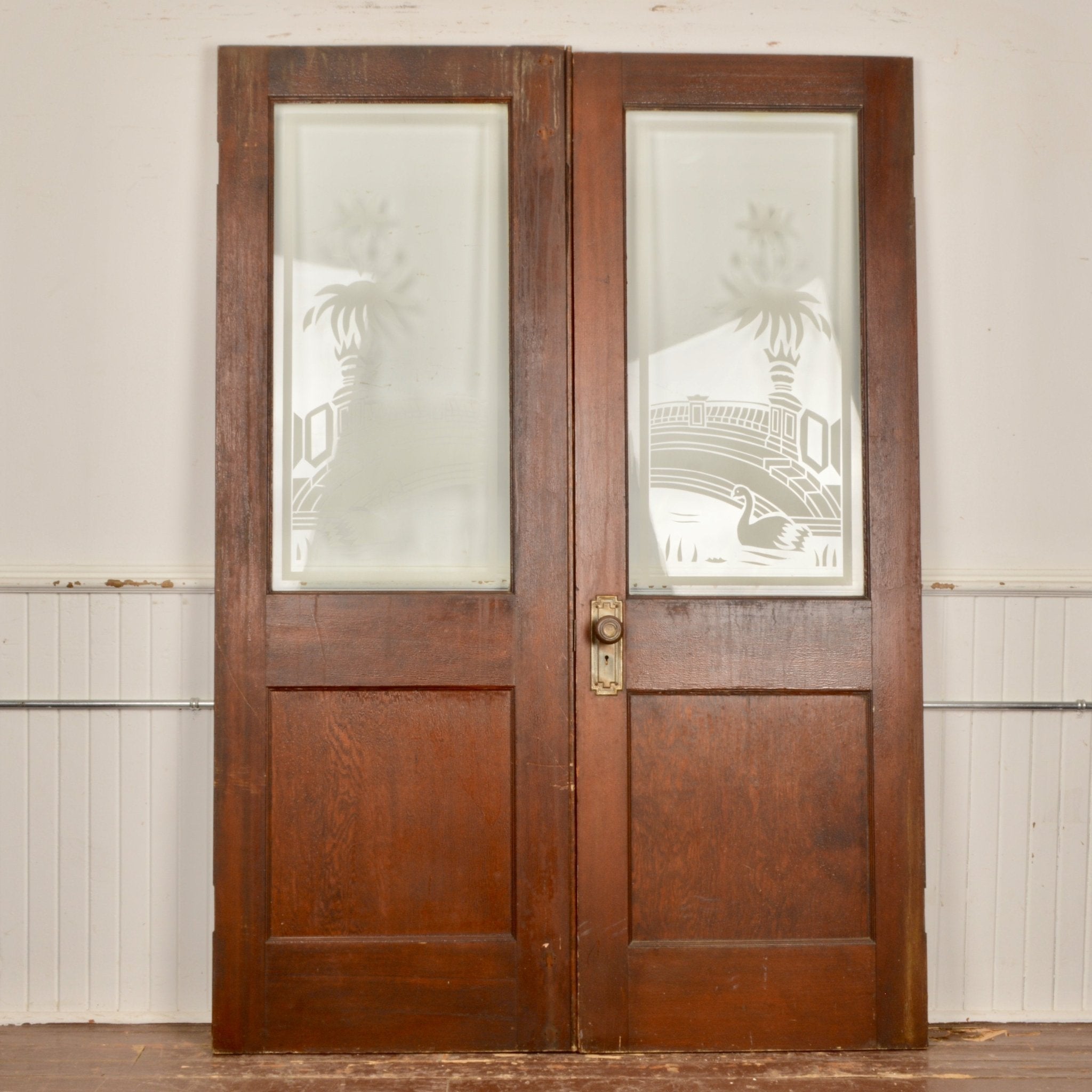 Art Deco Glazed Double Doors - Salvage-Garden