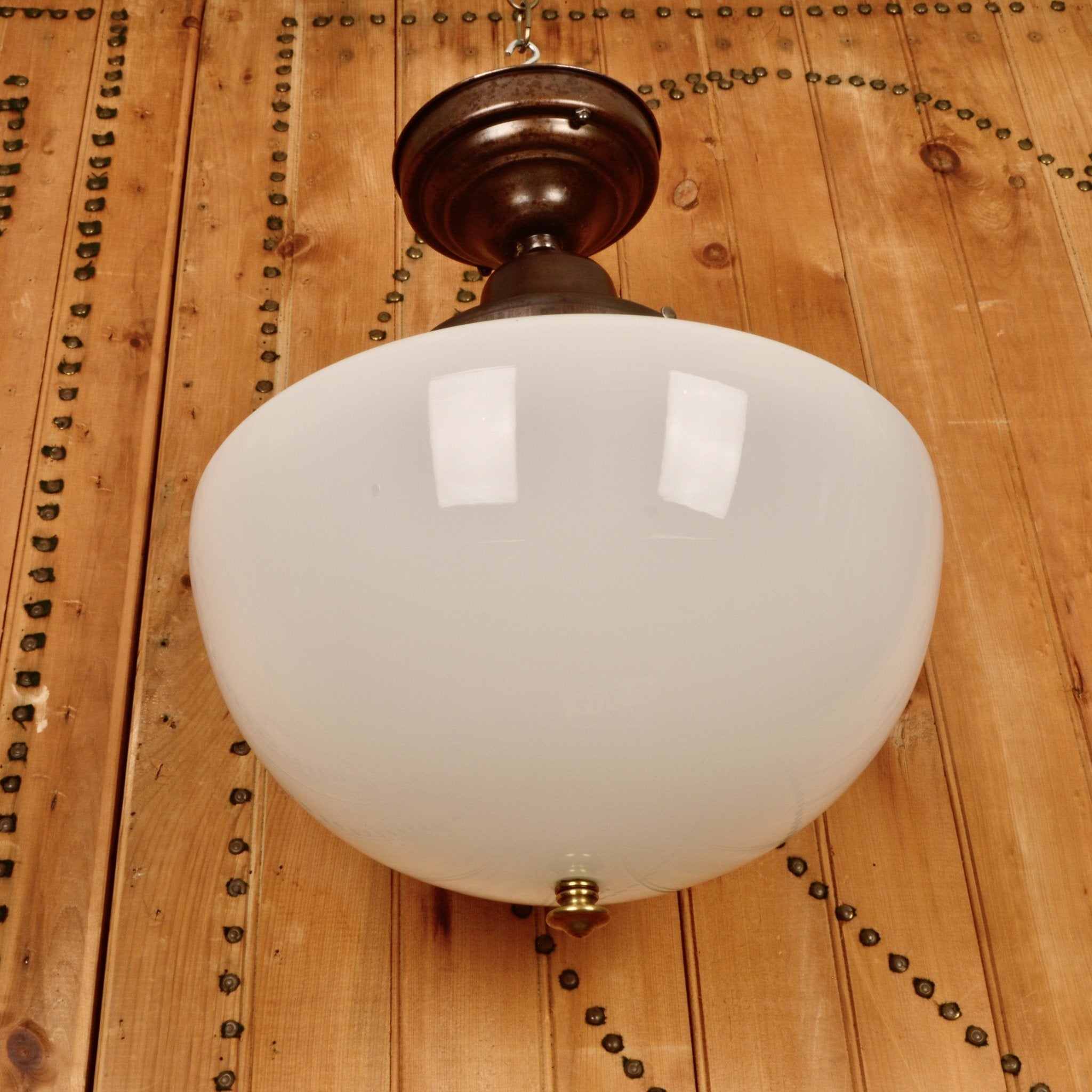 Art Deco Light With Opaline Shade And Finial - Salvage-Garden