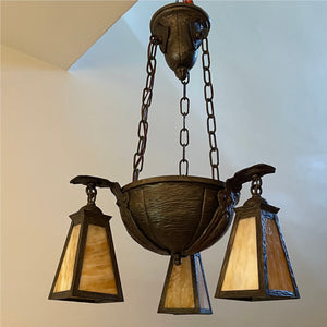 Arts And Crafts Brass Chandelier - Salvage-Garden