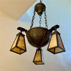 Arts And Crafts Brass Chandelier - Salvage-Garden