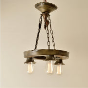 Arts & Crafts Hammered Metal Hanging Light - Salvage-Garden