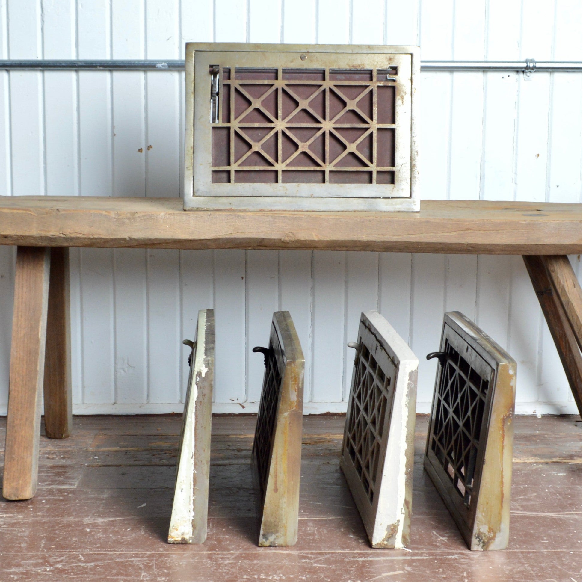 Arts & Crafts Nickel Plated Heat Registers - Salvage-Garden