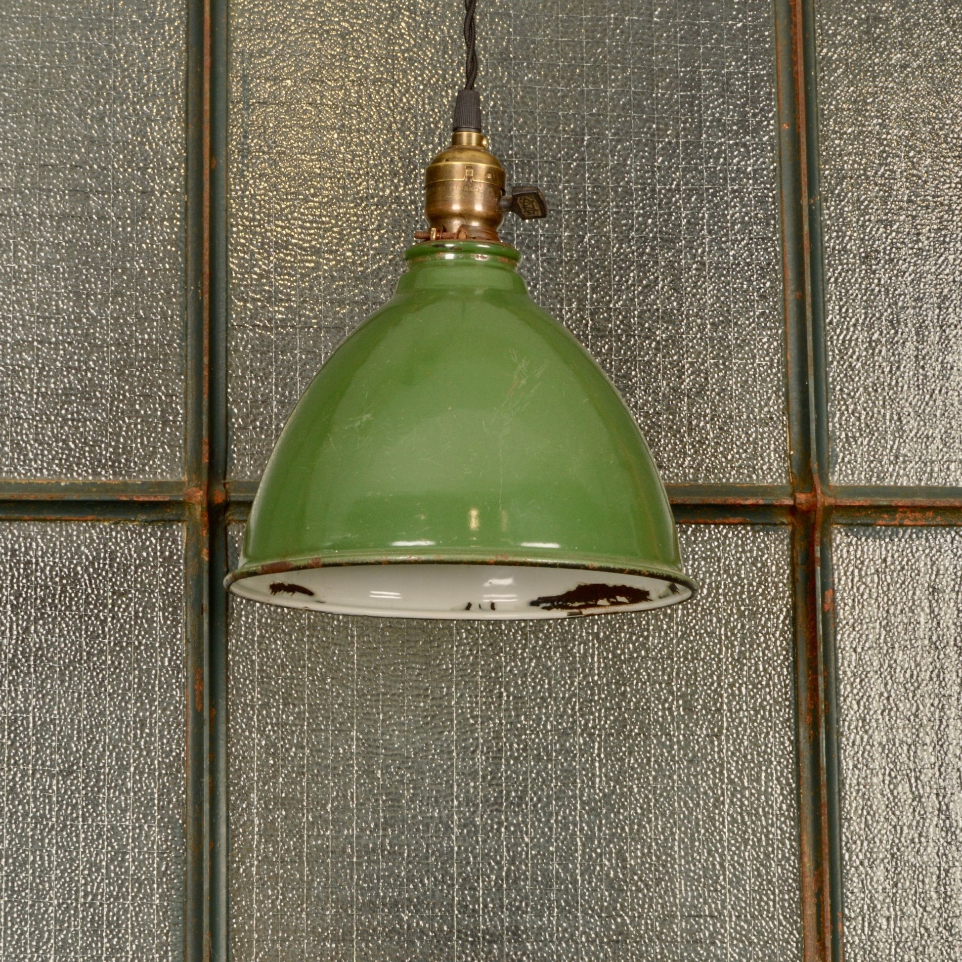 Benjamin Industrial Light With Green Enamel Shade - Salvage-Garden