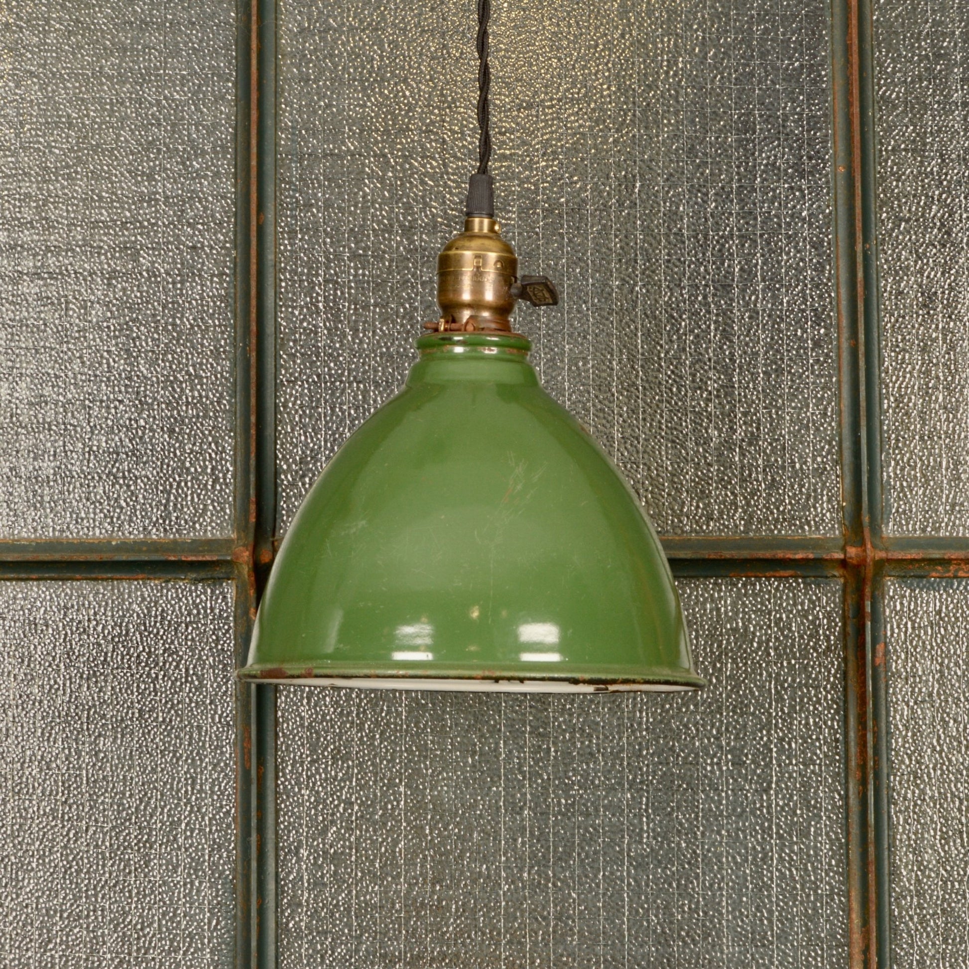 Benjamin Industrial Light With Green Enamel Shade - Salvage-Garden