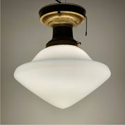 Brass Light With School House Shade - Salvage-Garden