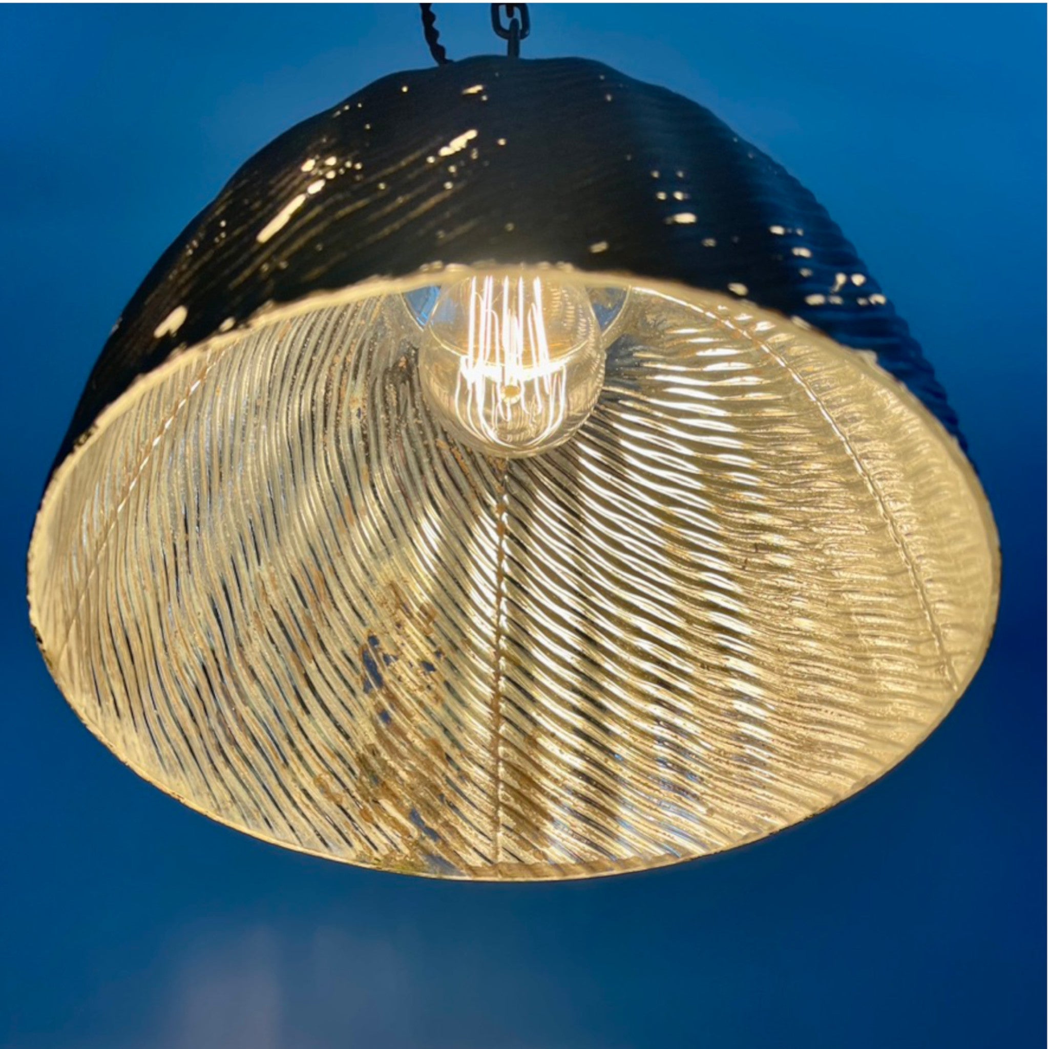 Brass Pendant Light With X-Ray 'Mercury Glass' Shade - Salvage-Garden