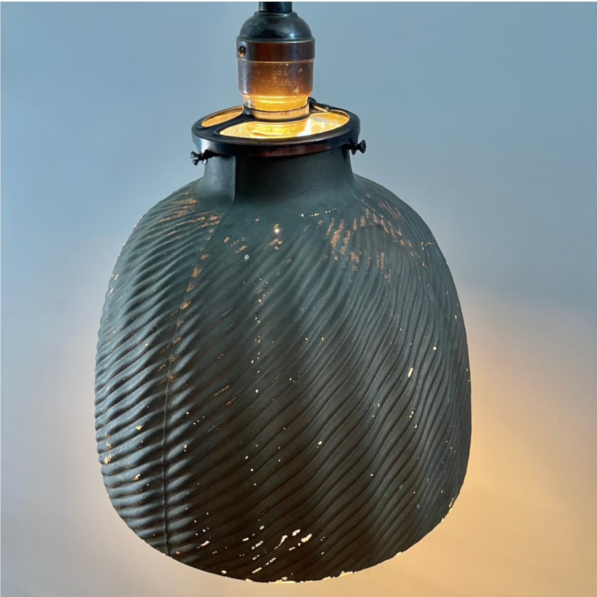 Brass Pendant Light With X-Ray 'Mercury Glass' Shade - Salvage-Garden