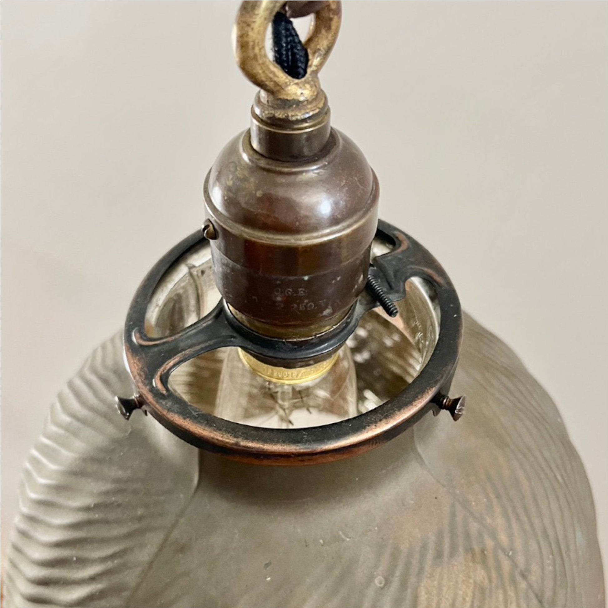 Brass Pendant Light With X-Ray 'Mercury Glass' Shade - Salvage-Garden