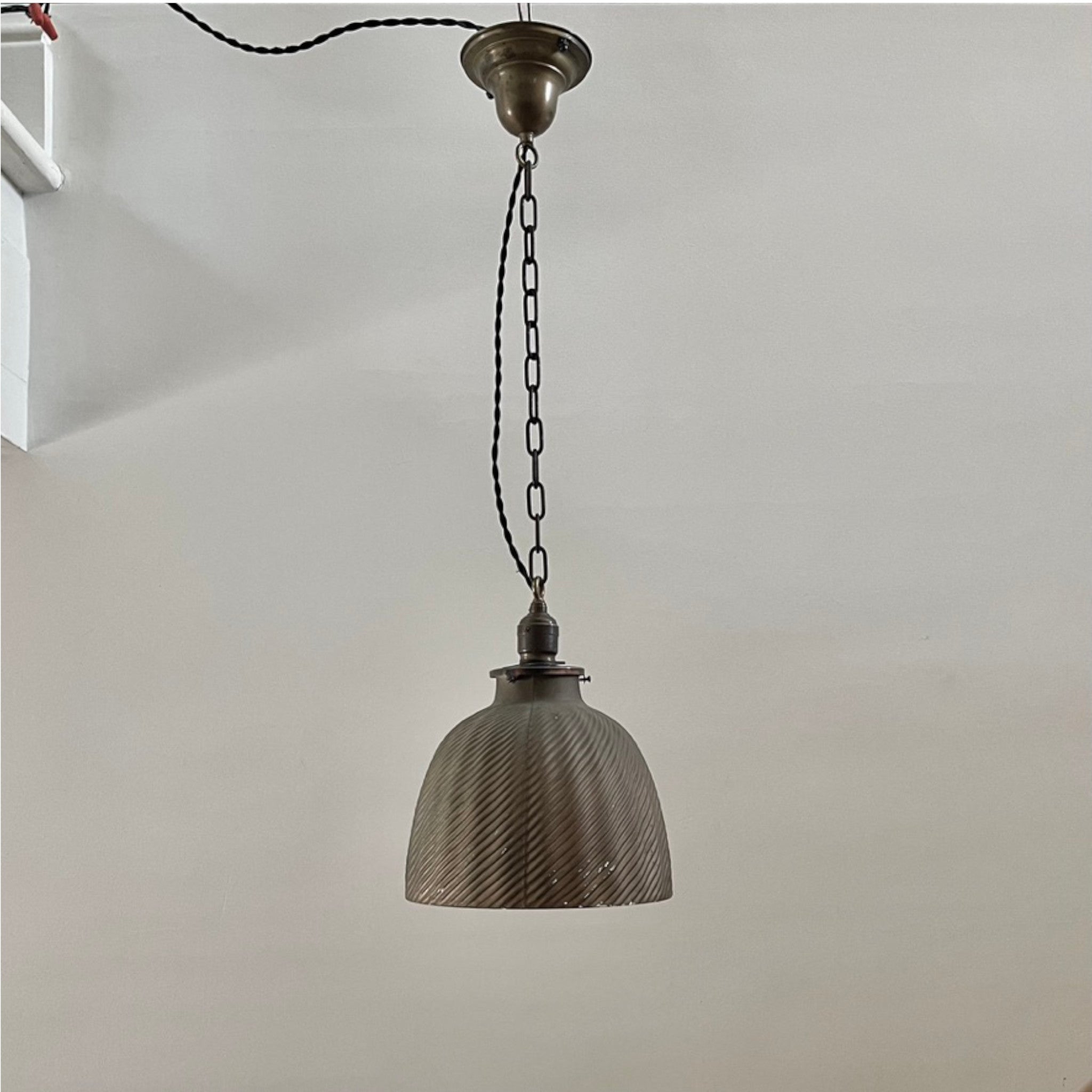 Brass Pendant Light With X-Ray 'Mercury Glass' Shade - Salvage-Garden