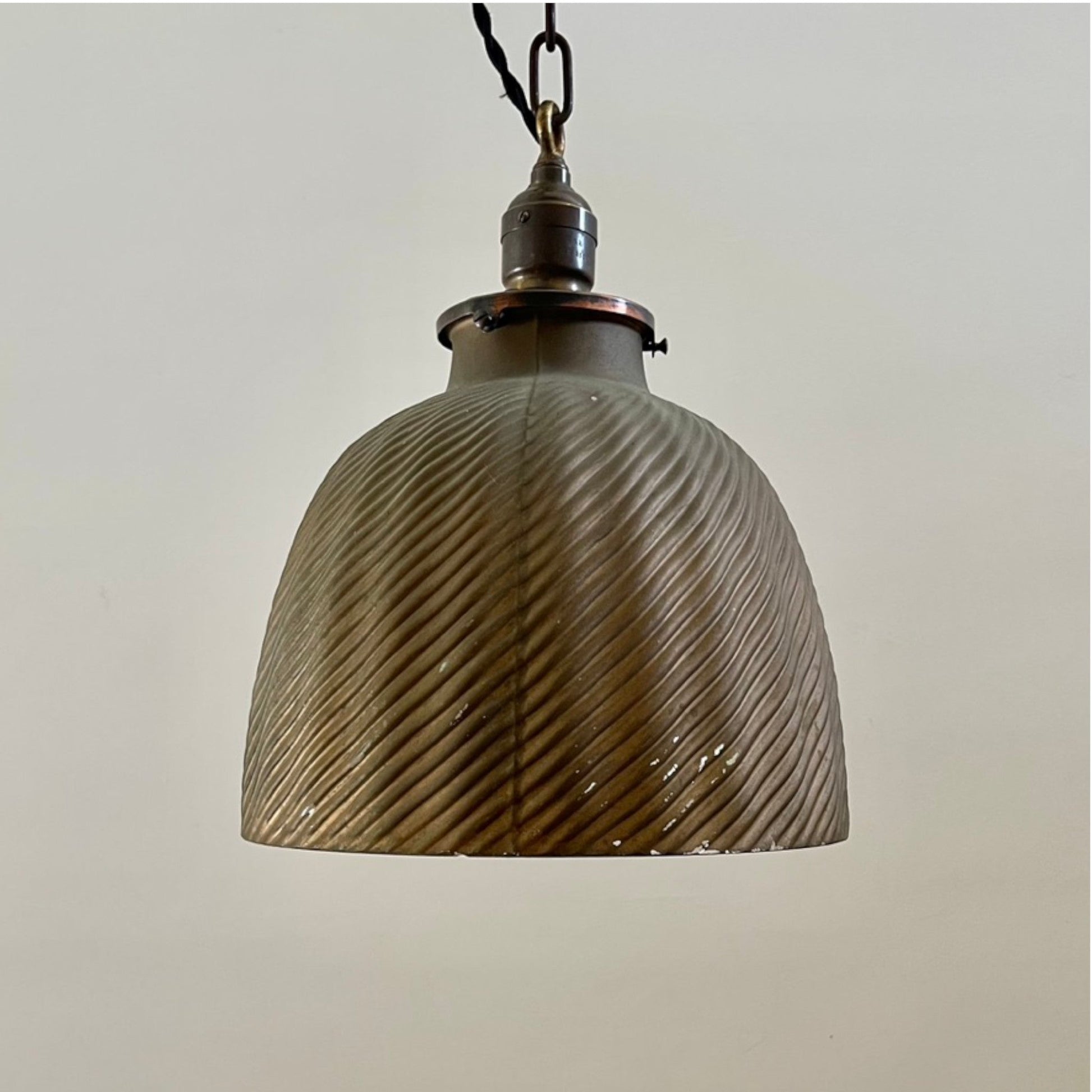 Brass Pendant Light With X-Ray 'Mercury Glass' Shade - Salvage-Garden