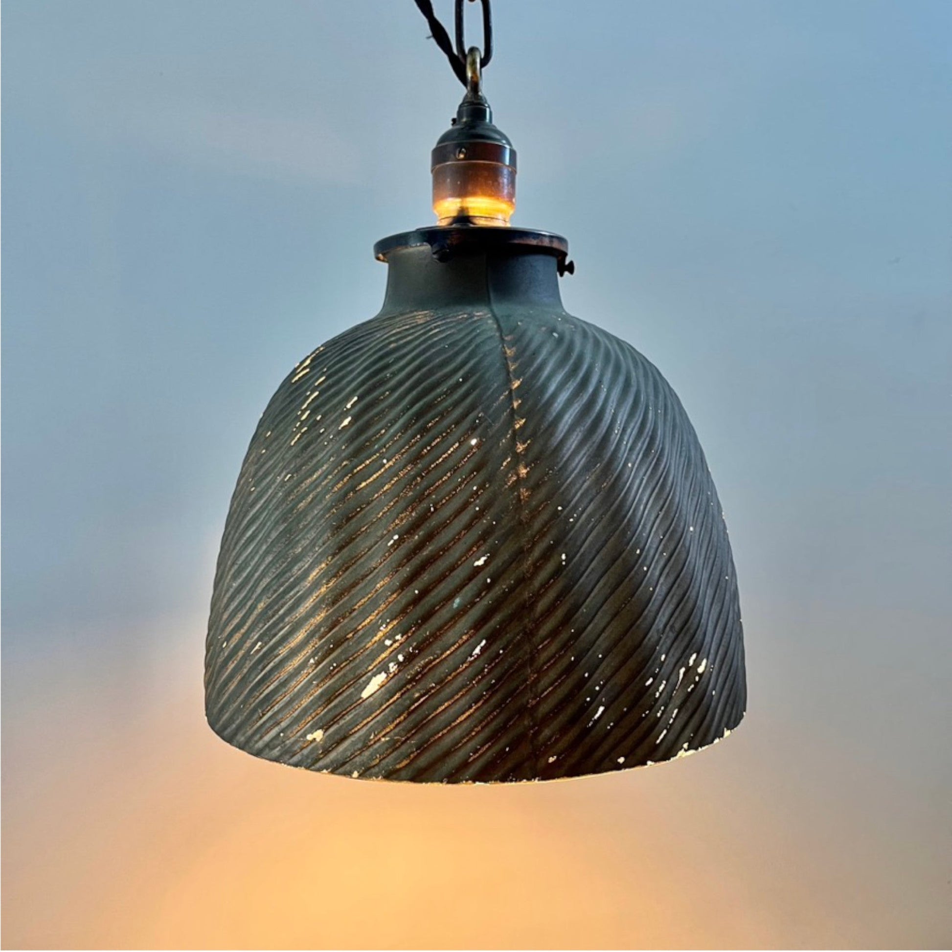 Brass Pendant Light With X-Ray 'Mercury Glass' Shade - Salvage-Garden