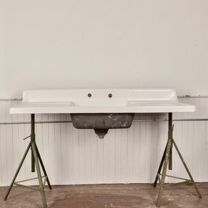 Cast Iron and Porcelain Kitchen Sink With Double Draining Board - Salvage-Garden