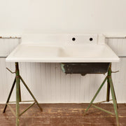 Cast Iron Porcelain Sink With Draining Board - Salvage-Garden