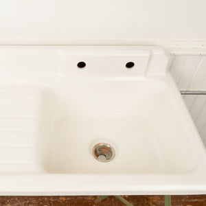 Cast Iron Porcelain Sink With Draining Board - Salvage-Garden