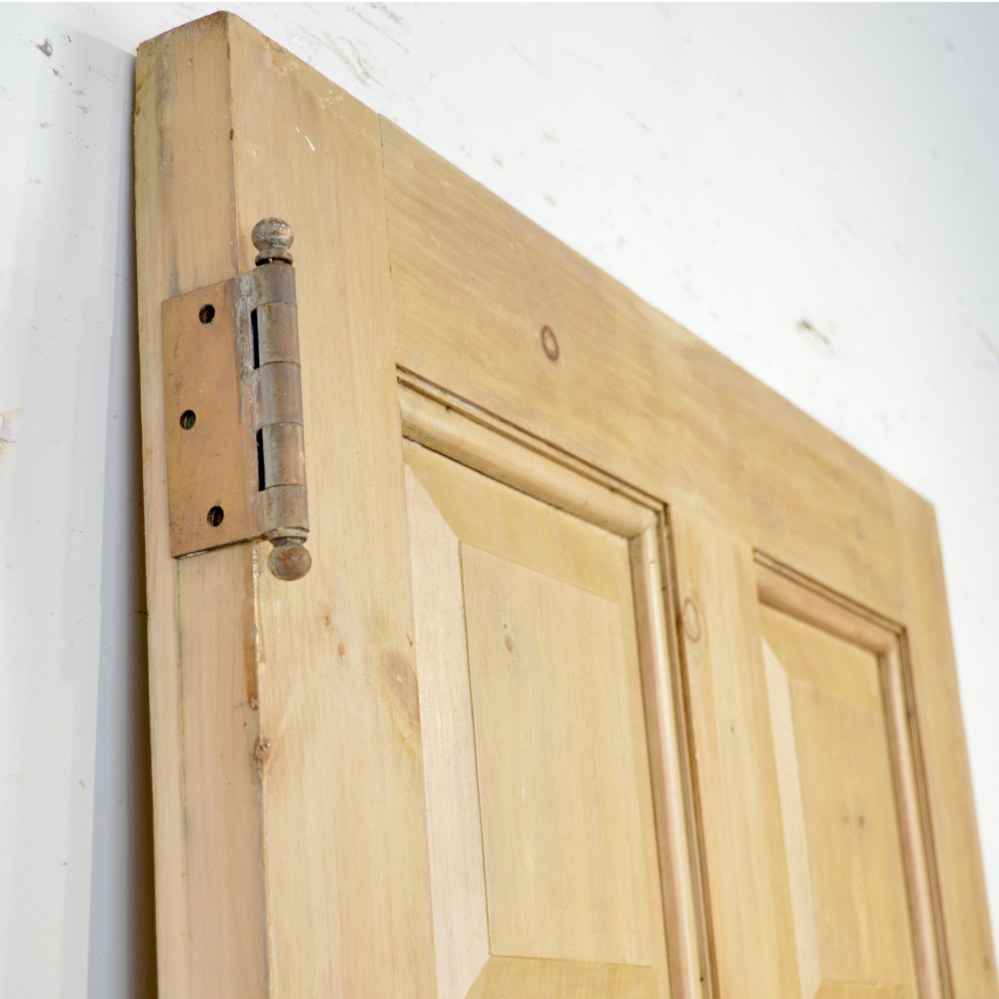 Cerused Exterior Pine Door With Brass Hardware - Salvage-Garden