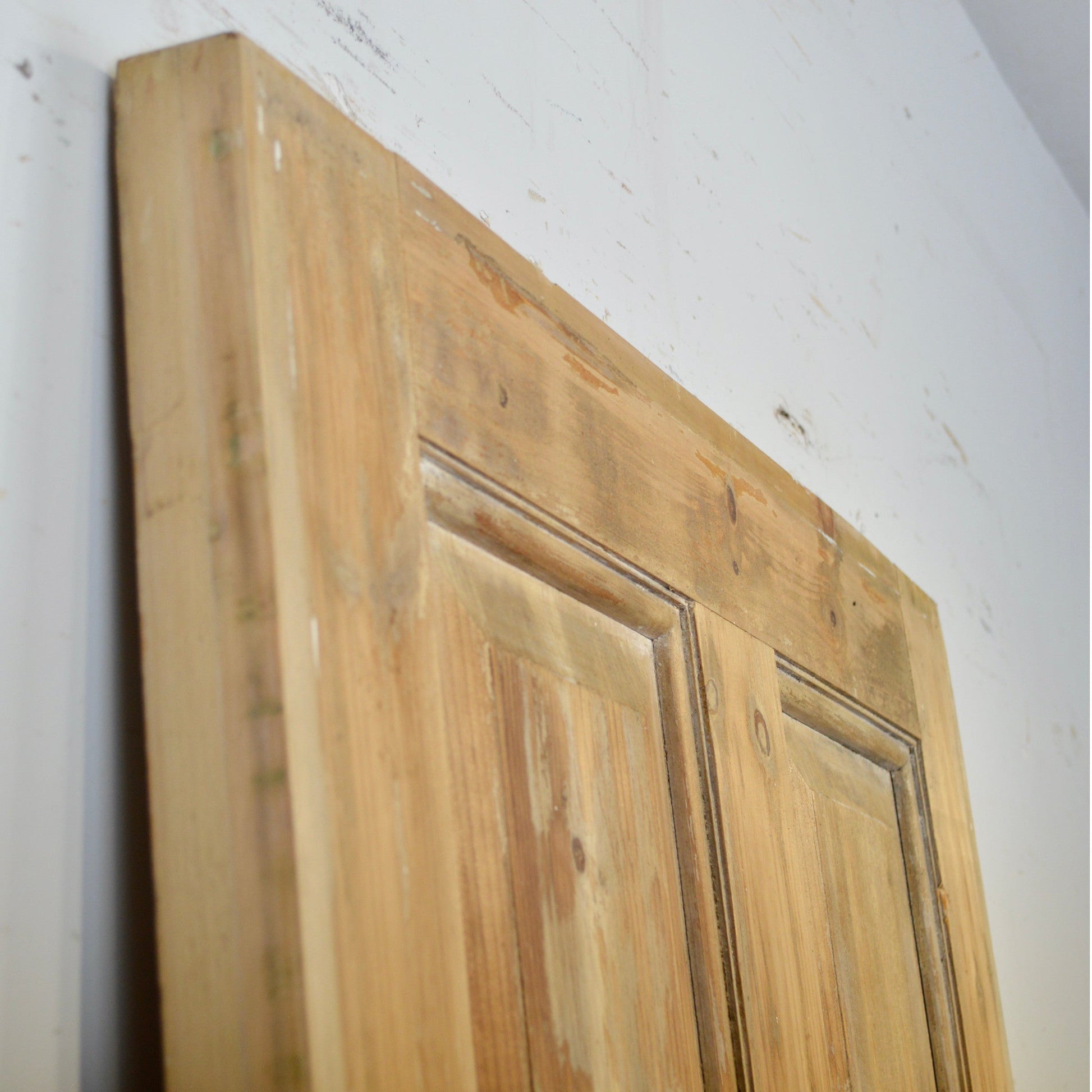 Cerused Exterior Pine Door With Brass Hardware - Salvage-Garden