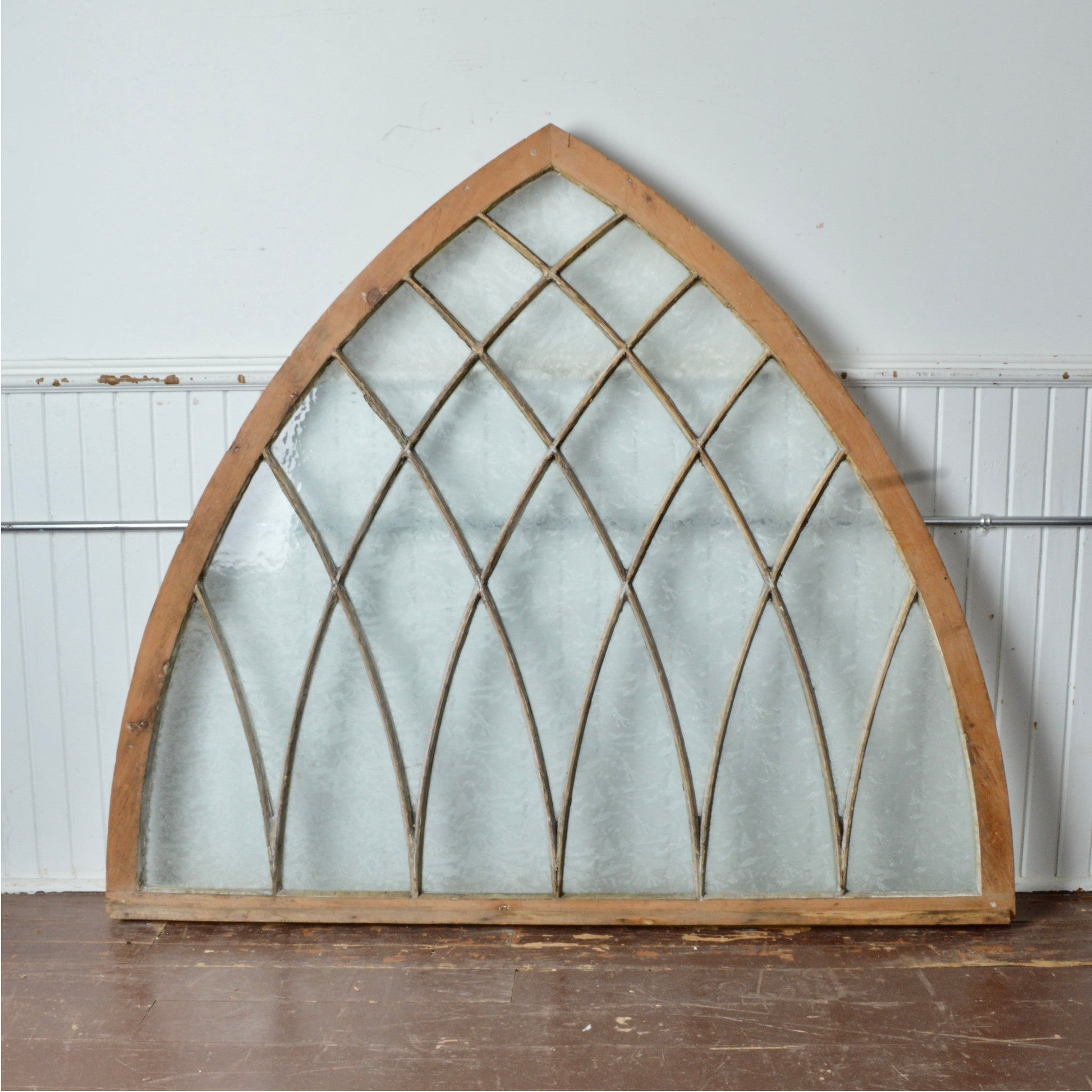 Church Window With Taffeta Textured Glass - Salvage-Garden