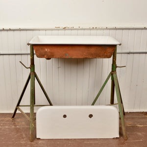 Early Cast Iron Porcelain Sink With Backsplash - Salvage-Garden