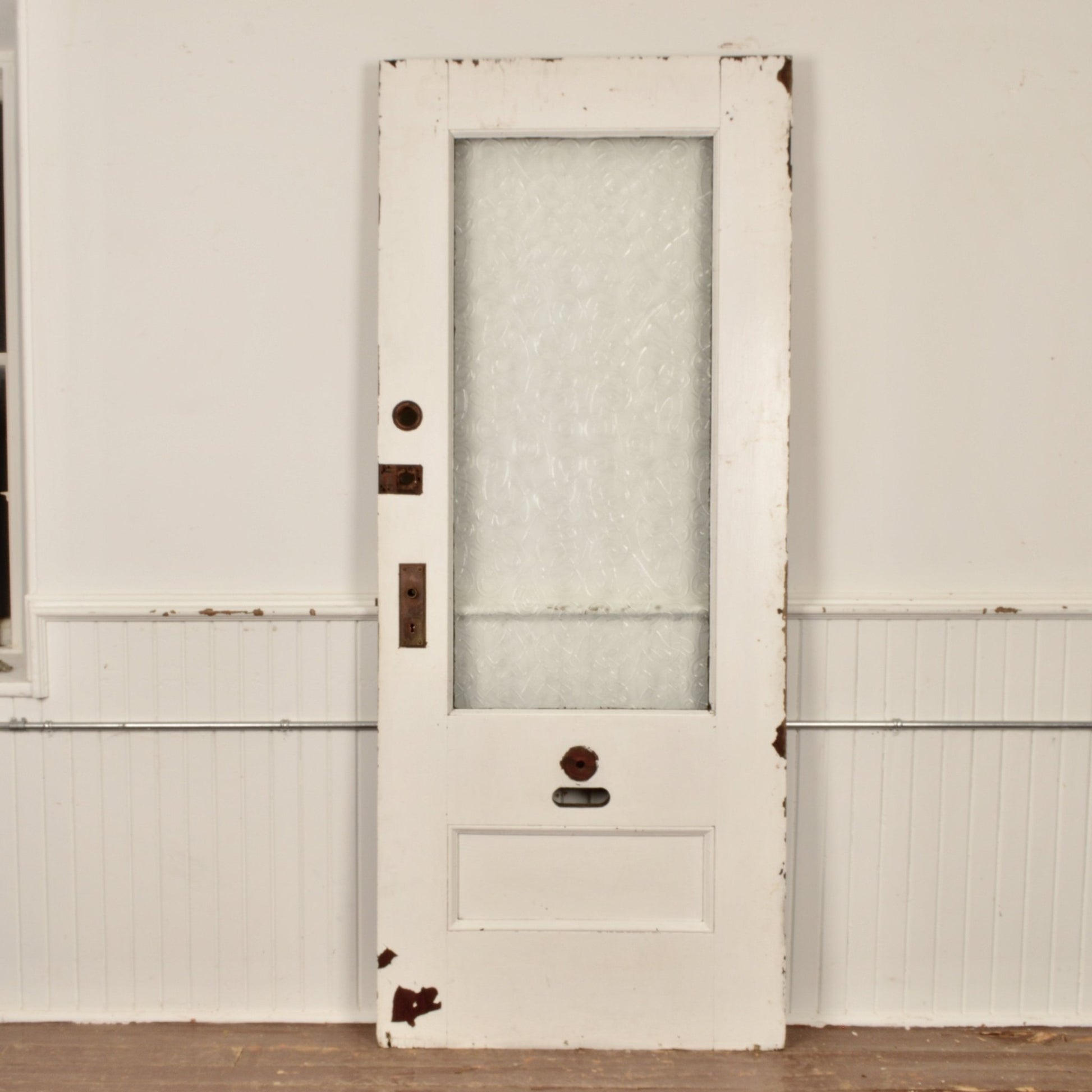 Exterior Oak Door with Privacy Glass - Salvage-Garden