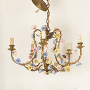 French Chandelier with Porcelain Roses - Salvage-Garden