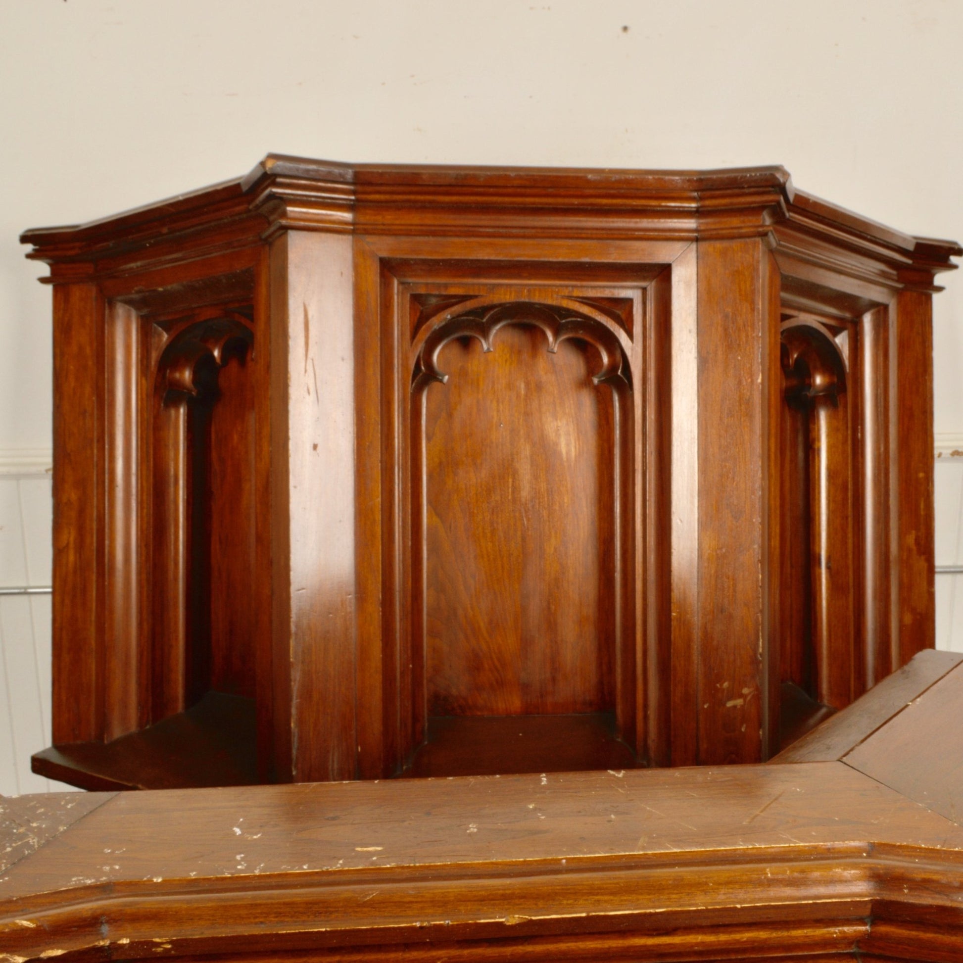 Gothic Revival Pulpit With 6 Carved Panels - Salvage-Garden