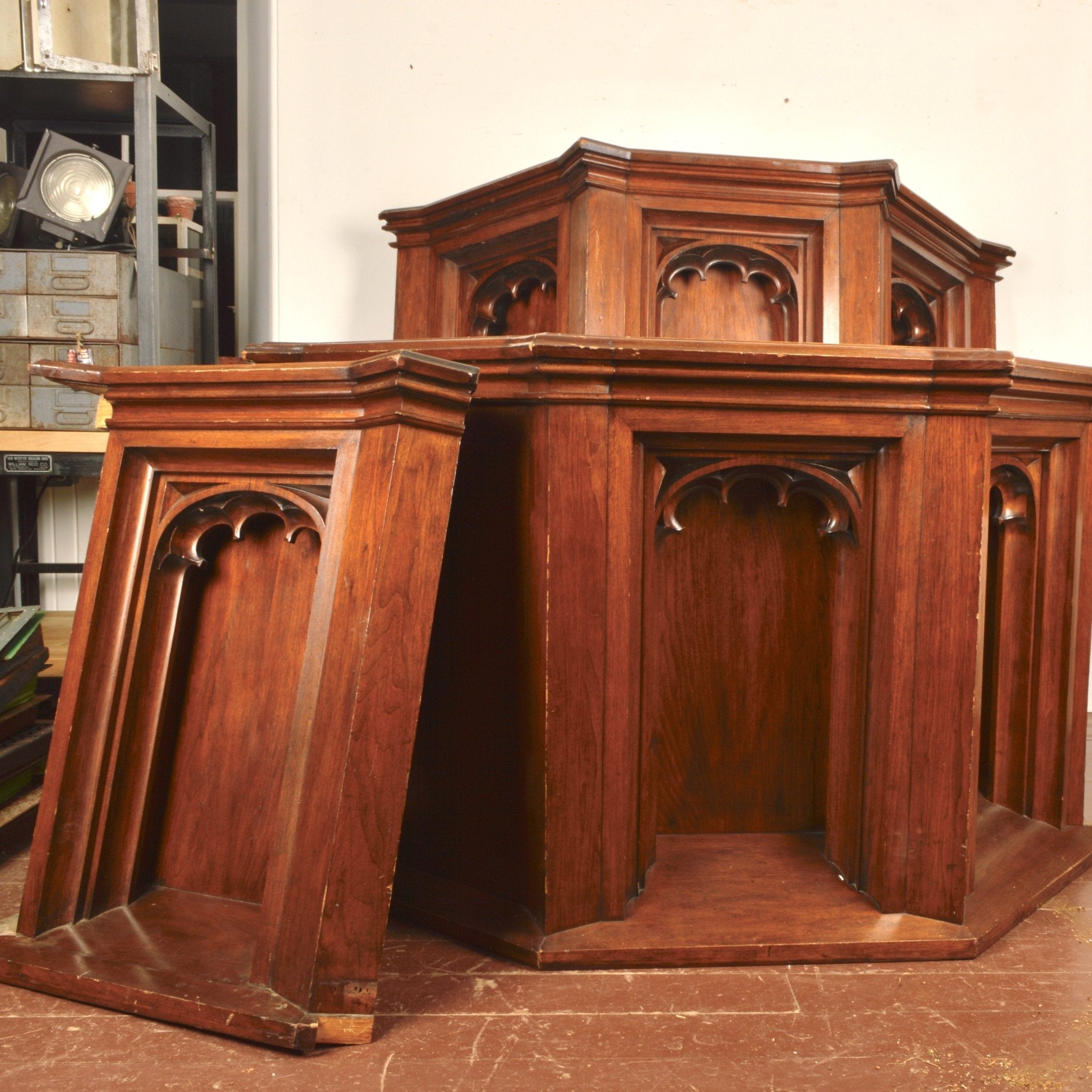 Gothic Revival Pulpit With 6 Carved Panels - Salvage-Garden