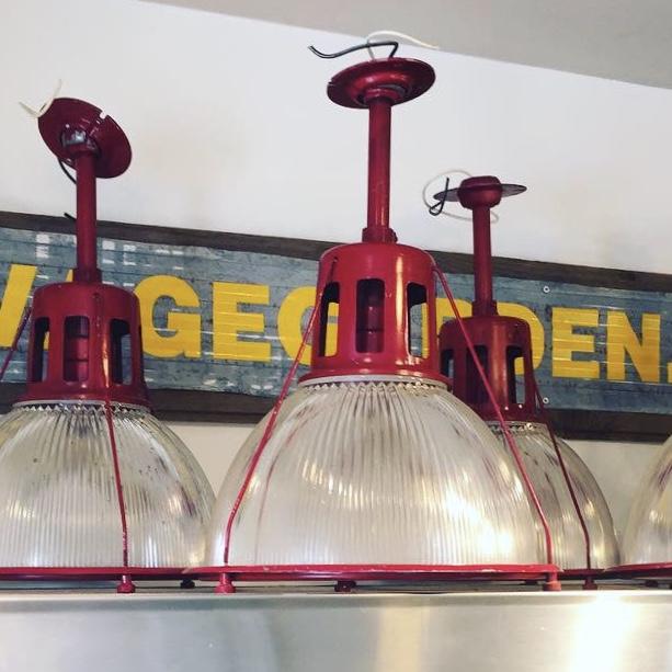 Holophane Lights In Red - Salvage-Garden