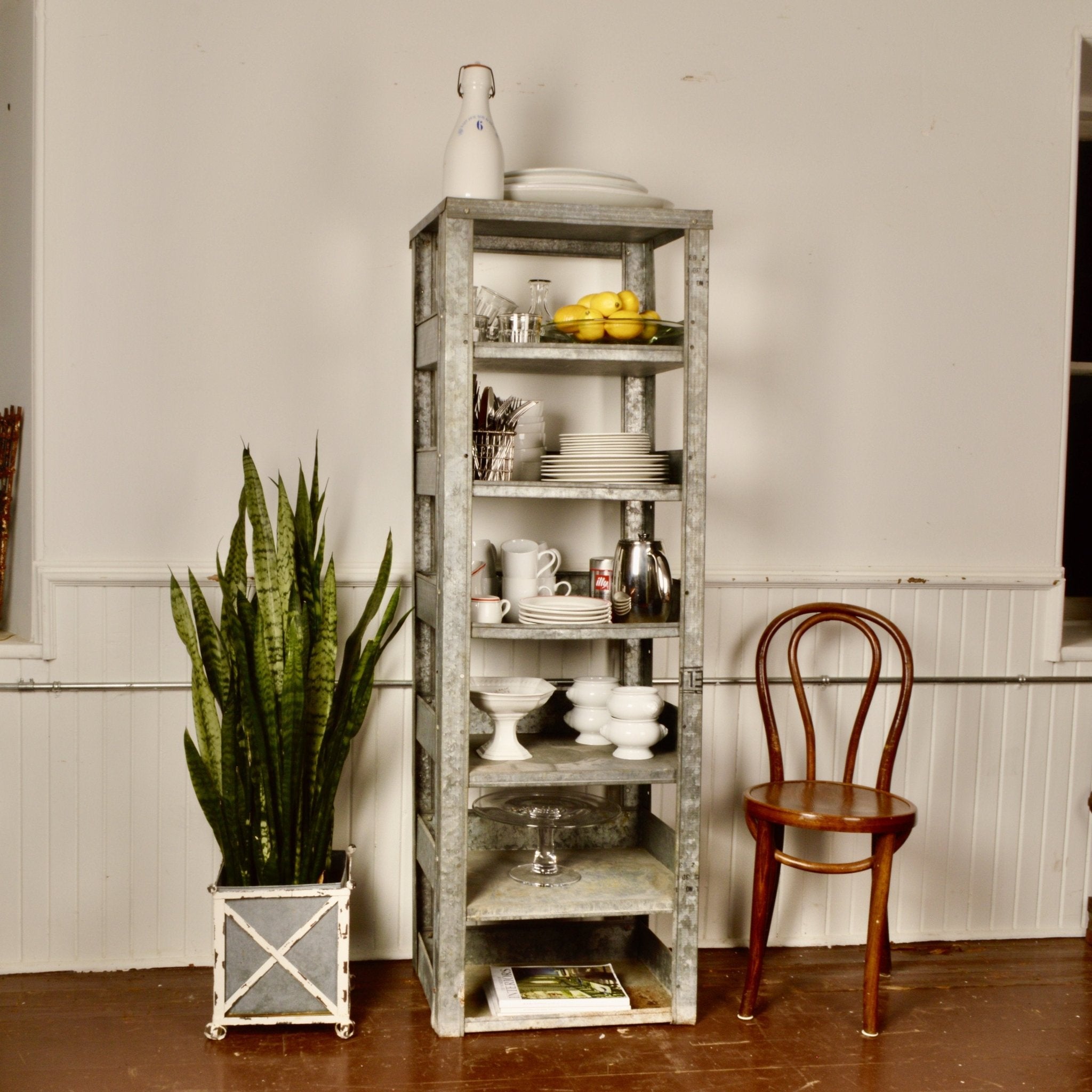 Industrial Galvanized Steel Shelf - Salvage-Garden