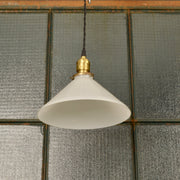 Industrial Light With Milk Glass Shade - Salvage-Garden
