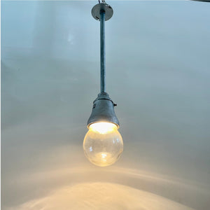 Industrial Pendant Light With Clear Glass Globe - Salvage-Garden