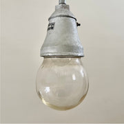 Industrial Pendant Light With Clear Glass Globe - Salvage-Garden