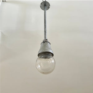Industrial Pendant Light With Clear Glass Globe - Salvage-Garden